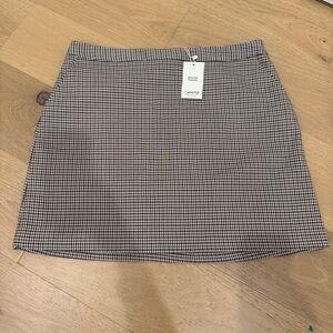 MNG Mango Checkered Black, Brown, and White Skirt.  Size XL. NWT.